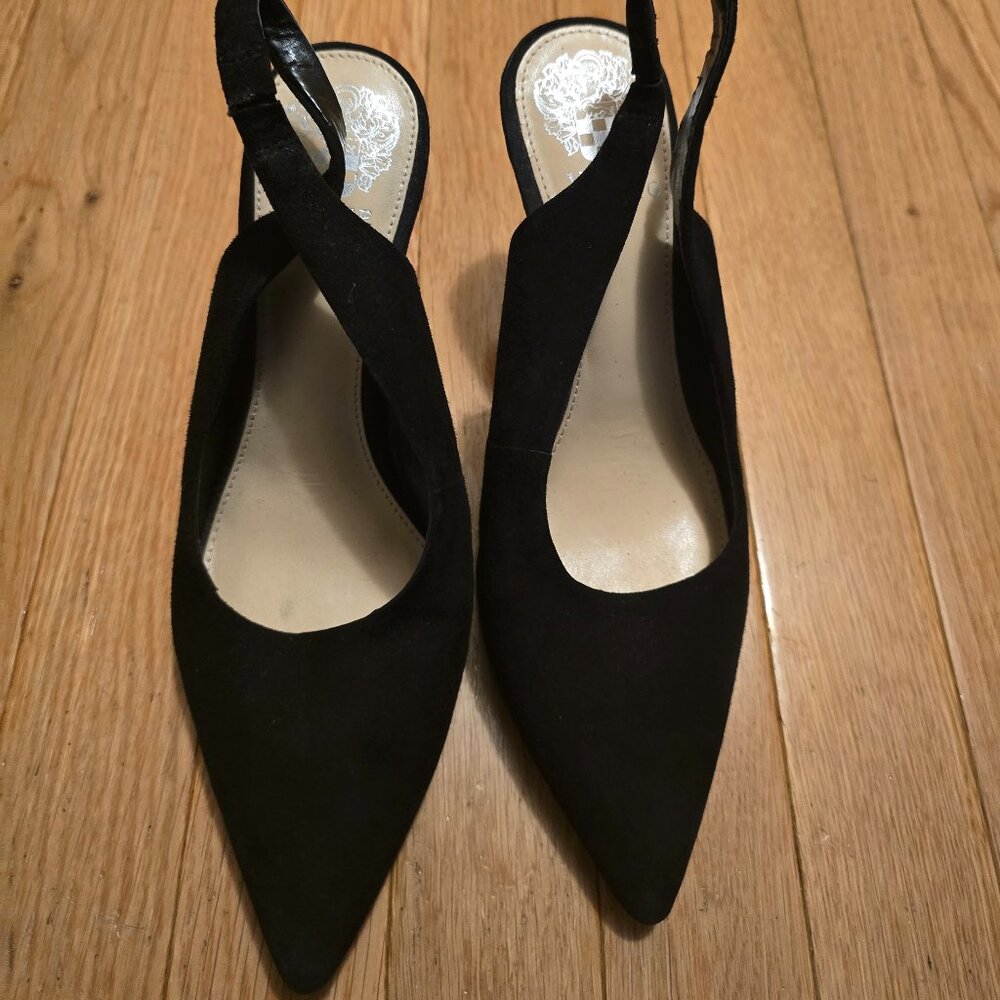 Vince Camuto Black Suede Slingback Heels – Size 7.5